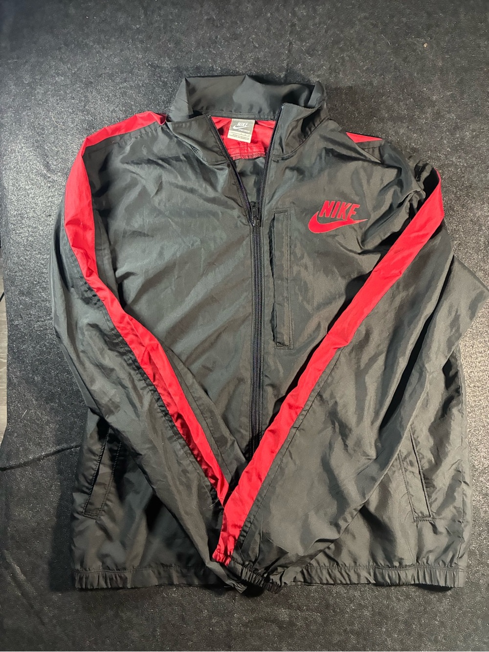 Nike Black Jacket with Red Stripe & Logo